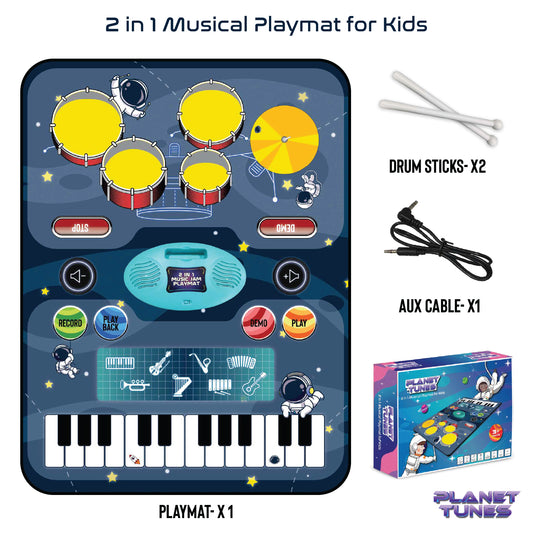 PLANETTUNES India's First Space-themed Musical Playmat for Kids 3 Years+ | Multicolour, Keyboard & Drum Modes | Boost Musical Knowledge!