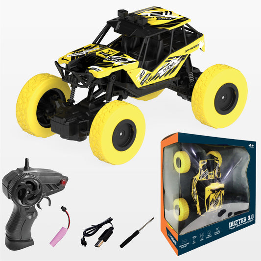 DUZTER- Remote Control Monster Truck RC Car | Off Road 2WD Rock Crawler |High Speed Racing Toy for Boys-Yellow