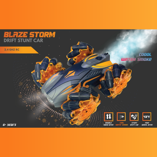 BLAZESTORM STUNT DRIFT RC CAR WITH COOL WATER SMOKER WITH 3.7V RECHARGABLE BATTERY - Orange