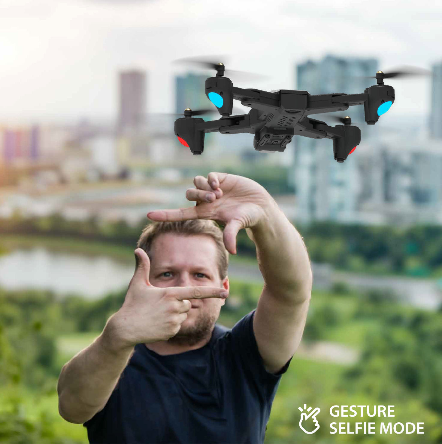 electrobotic drone video photo selfie gesture selfie mode