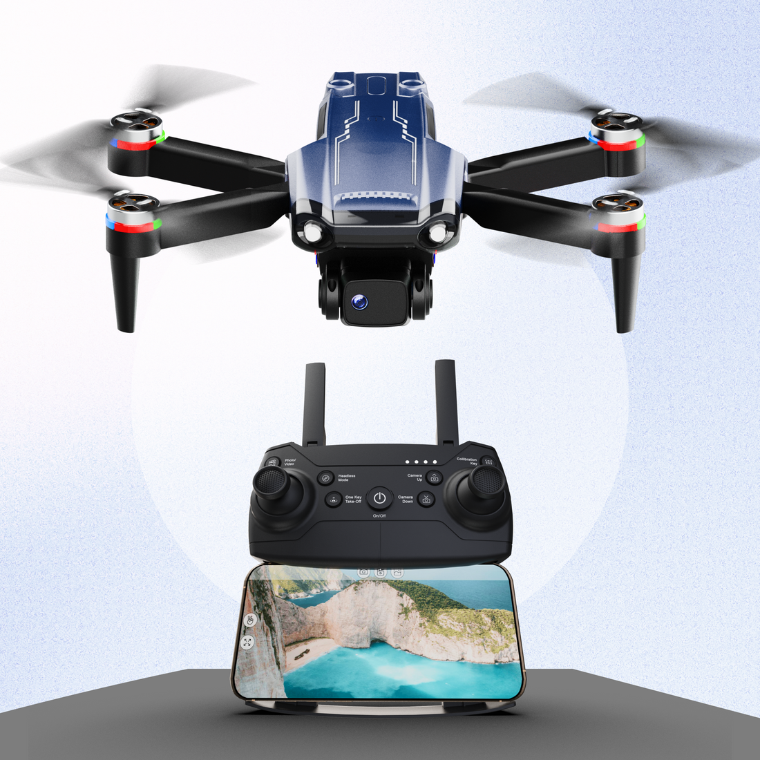 ELECTROBOTIC Skywhiz Drone with Camera | Foldable Design with Brushless Motors, Smart Altitude Hold & 2 Batteries | App + Remote Control for Kids, Teens & Adults | Travel Case + Full Kit Included