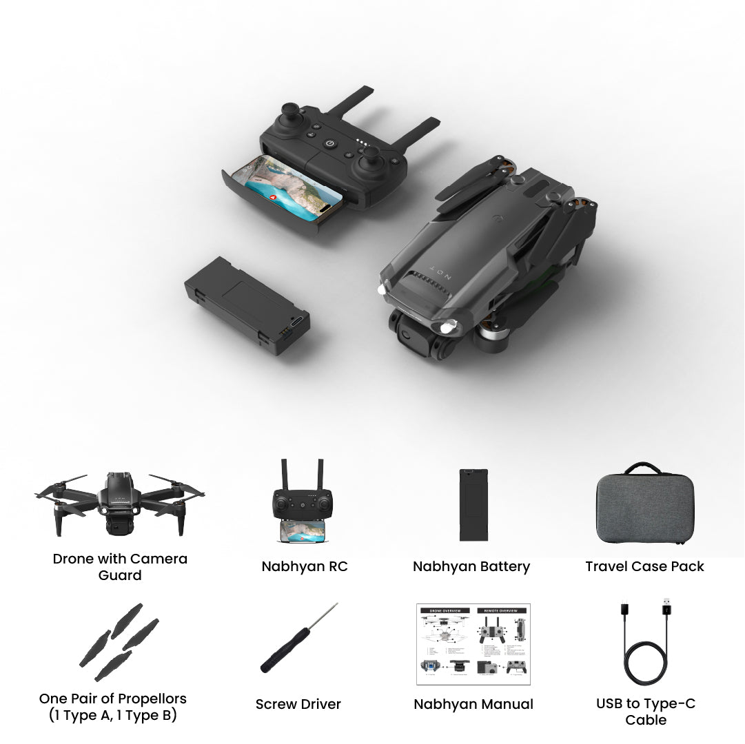 NABHYAN 2.0 5G Drone – Long-Range Brushless Motors 1080p HD Camera Drone With Stabilized Flight & Extended Battery Life