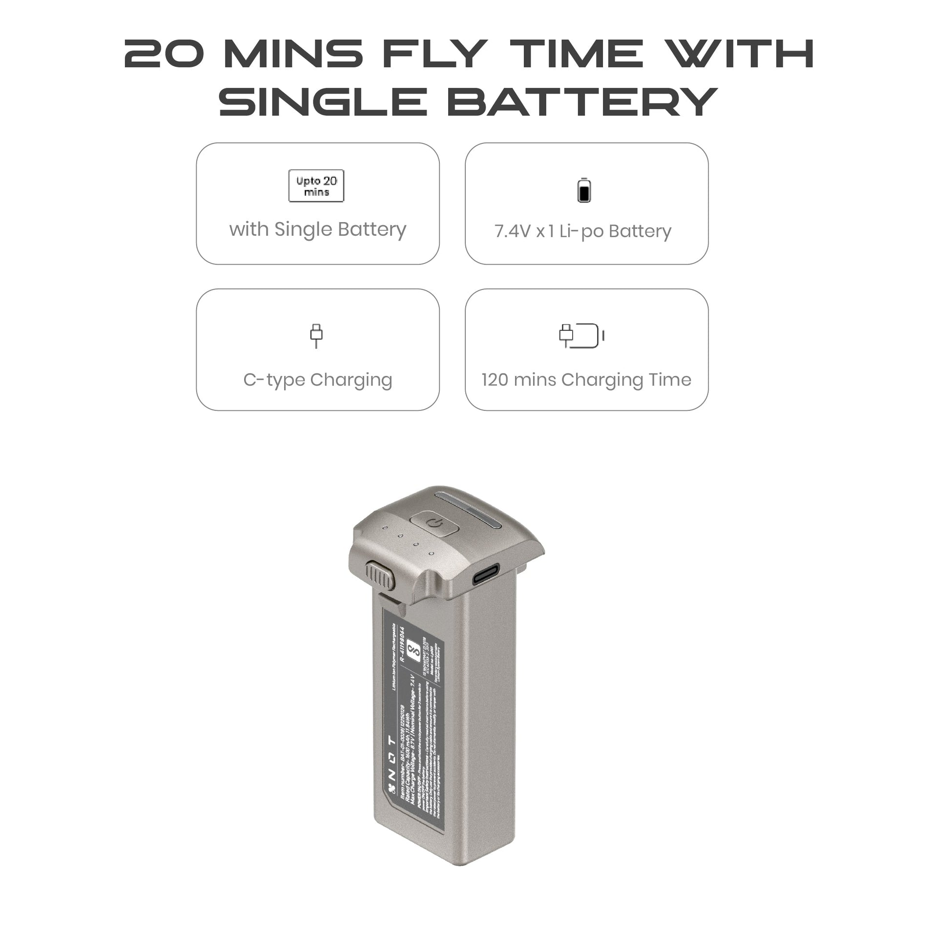 20 mins fly time with single battery