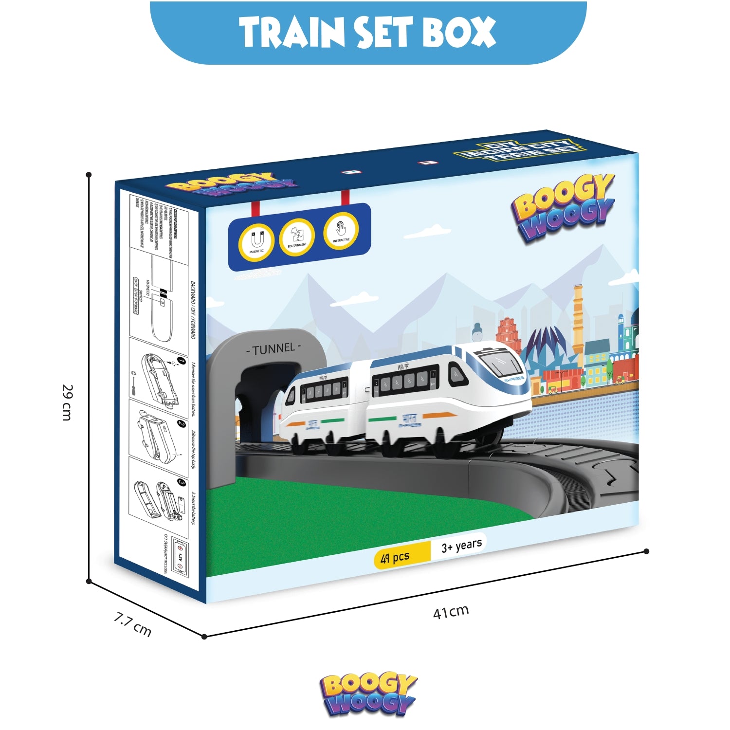 BOOGYWOOGY Train Set TYPE-C Rechargeable Engine Toy Trainset 49pcs