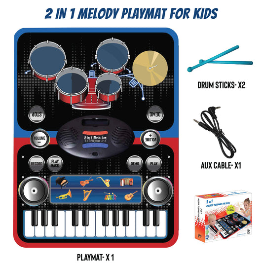 2-in-1 Musical Playmat for Kids | Interactive Toy for Kids Above 3 Years | Vibrant Multi-Color Floor Playmat | Piano Drum Floor Mat | Learn Play with Music