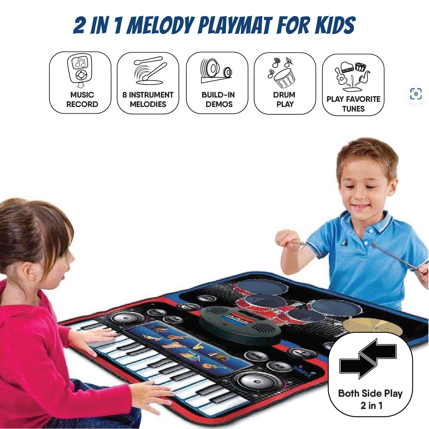 Musical Playmat Floor Carpet Piano Drum for Kids Girls | PLANETTUNES®
