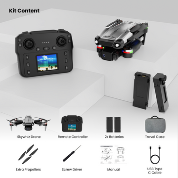 MAVRICK HD Camera Drone with Brushless Motors Screen Remote Dual Batteries