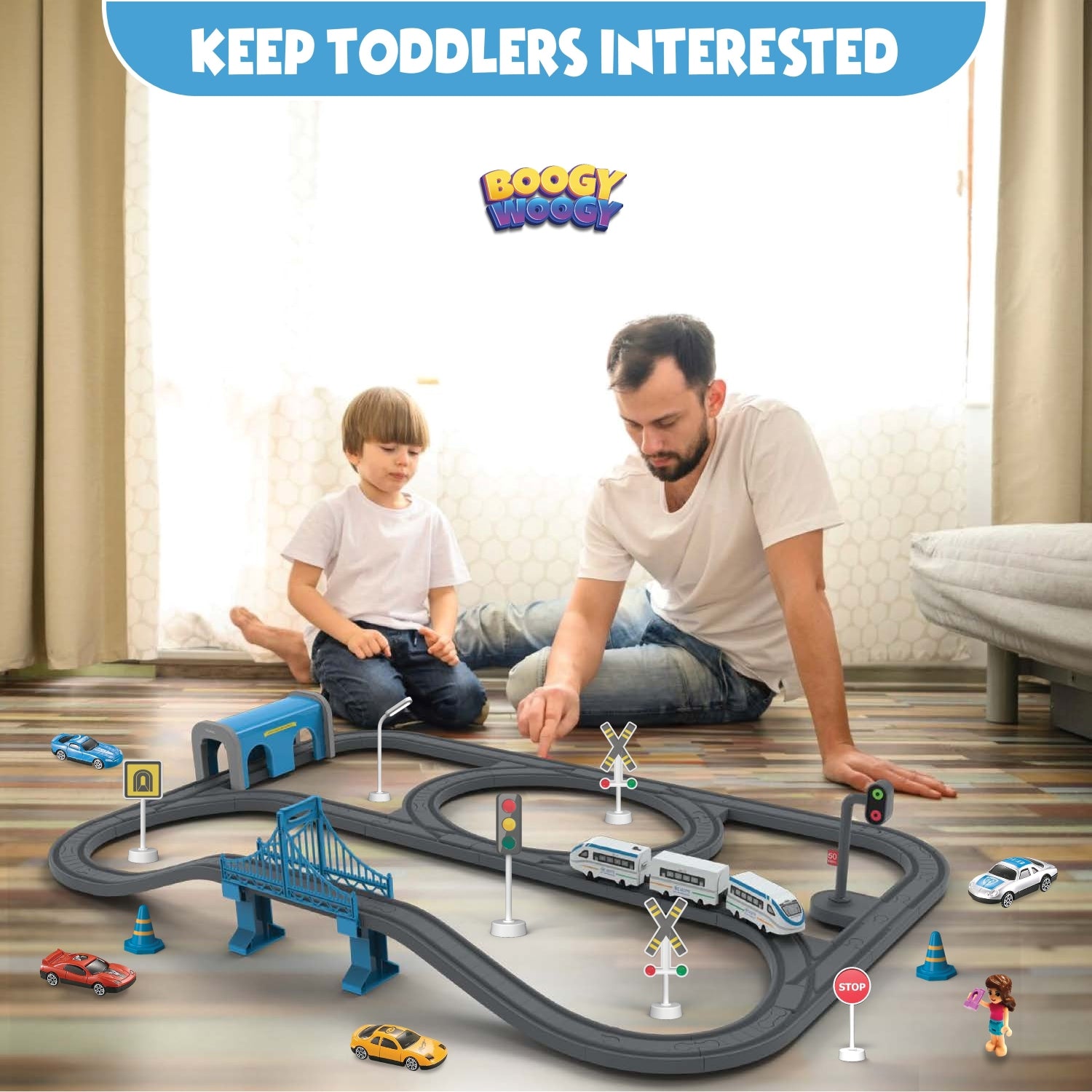 🚂 BOOGYWOOGY BHARAT Express: Battery-Operated Train Set for Kids 3 Years+ with Magnetic Tracks - 91 Pieces
