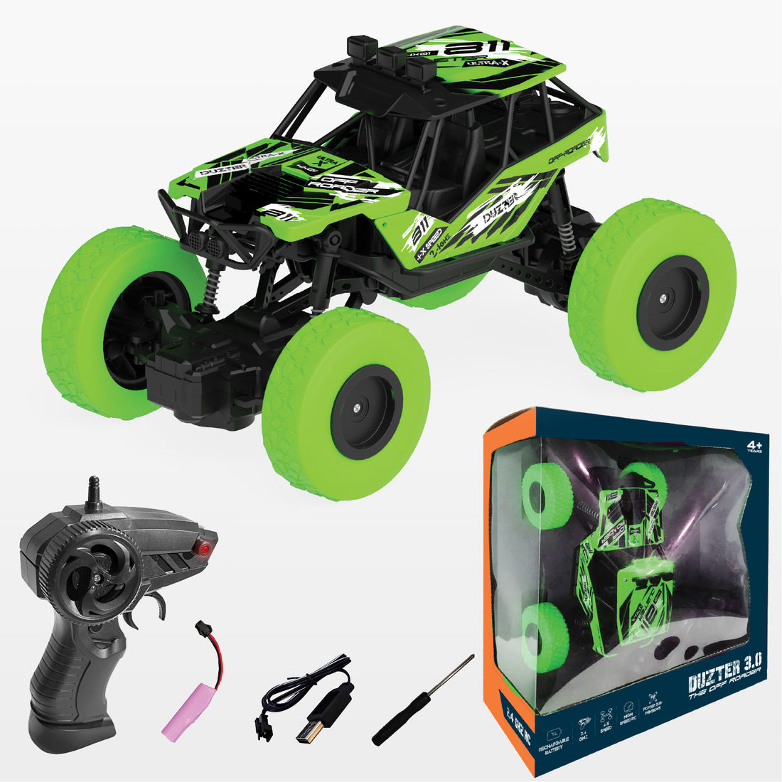 DUZTER- Rechargeable Remote Controlled Racing Rc Car| High-Speed Remote Control Car Toy | Gift For Boys And Girls-Green